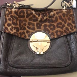 Michael Kors Brown leather bag w faux print